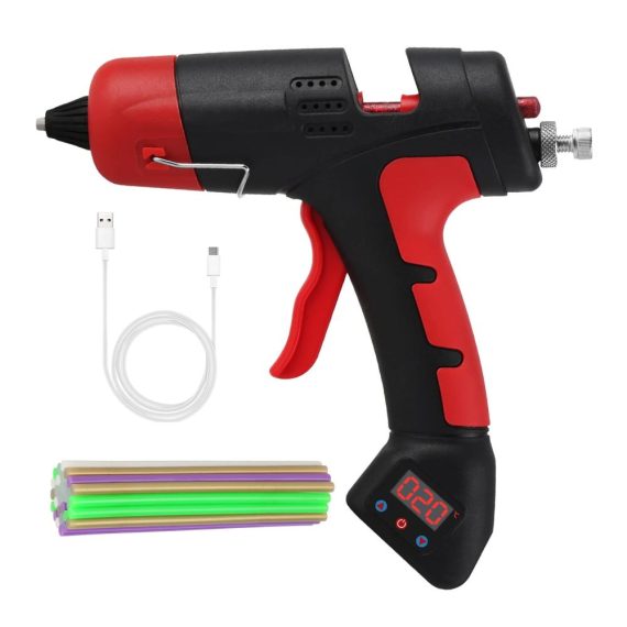 Kabellose Heißklebepistole mit 2200mAh Akku USB-wiederaufladbar und schneller Aufheizung – Ideal für Schule DIY Basteln Haus und Büro