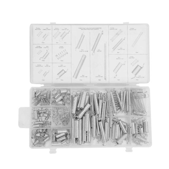 Federzwingen Kit 200 Stück Metallfedern in 20 Größen – Zug-Druckfeder-Sortiment mit praktischer Box