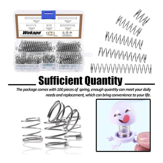 Spannhülsen Sortimentskit 100 Stück Mini-Edelstahl-Kompressionsfedern 08 mm dick 5 Größen ideal für Reparaturen – Geschäft und Zuhause 8 mm Außendurchmesser Längen 10/20/30/40/50 mm