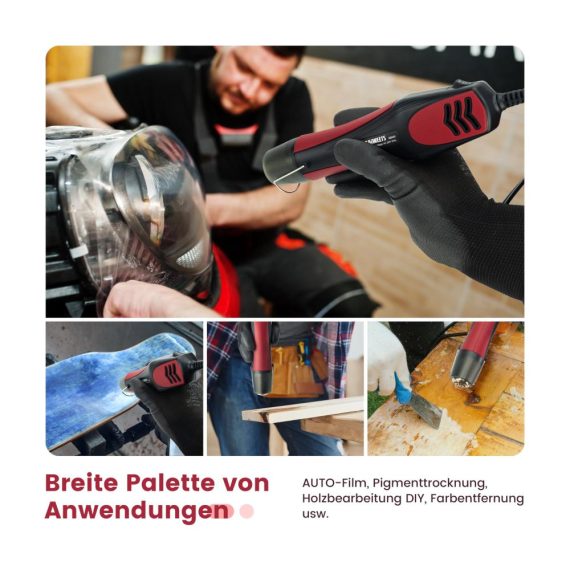Heißluftpistole KAIWEETS 450W - Mini Heißluftföhn mit Edelstahldüse 2 Temperatureinstellungen Überlastungsschutz - Ideal für DIY Schrumpffolie Prägen