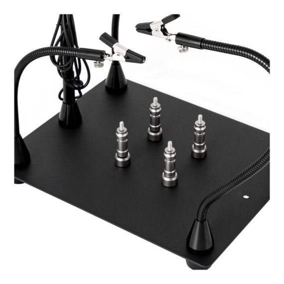 Lötsets & Lötstationen Magnetische Hilfe mit LED-Lupenlampe Flexible Metallarme und PCB-Säulenhalterung
