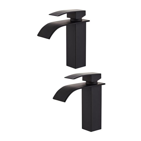 2St Ersatzfilter für Spülbeckenunterbau - Schwarzer Wasserhahn für Badezimmer und Küche mit quadratischem Design mattes Finish - Ideal für Haushaltswäsche