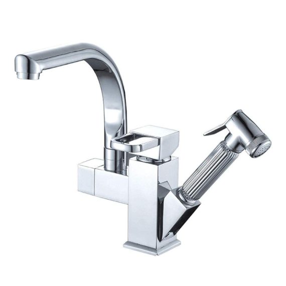 Bronze Touch-On Wasserhahn für die Küche mit Zugtyp Spritzpistole Düse und Hochdruckfunktion - Kaltes und Heißes Wasserhahn für Waschbecken 360° drehbar
