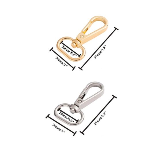 Schnellverschlusskarabiner-Set 20 Stück Drehbare Karabinerhaken in Gold und Silber – Metall Snap Hooks für Schlüsselringe Schlüsselanhänger – 360° schwenkbare kleine Haken