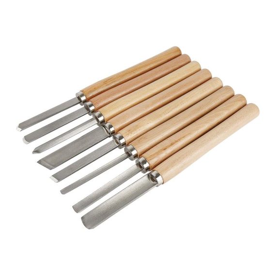 8-teiliges Schnitzwerkzeug-Set 36 cm - Profi-Drechselmesser-Kit aus HSS mit Holzgriff