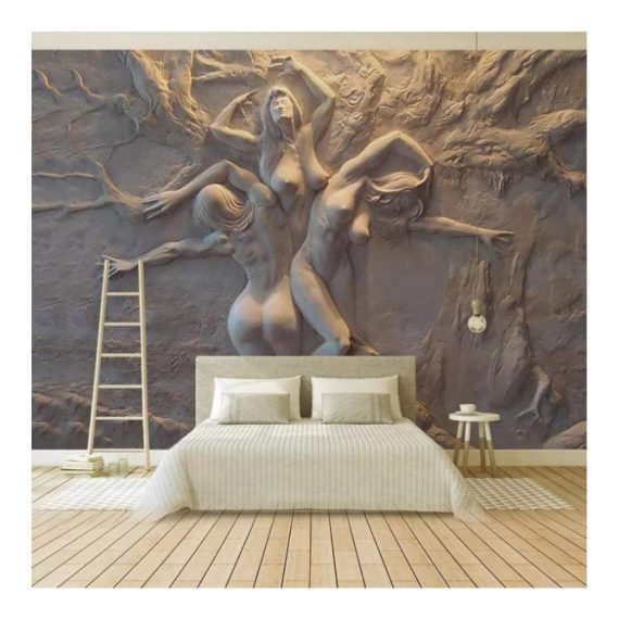 3D Effekt Fototapete Europäische Skulptur Wandbild für Wohnzimmer & Schlafzimmer - Moderne Wanddekoration 200cm x 150cm