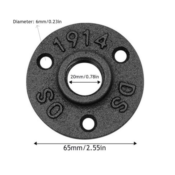 4PCS 1/2 Vintage Industrie Rohr Flanschmuttern - Schwarz Legierung Metall Flansche mit 3 Löchern für DIY Dekor in Küche Schlafzimmer Bar und Restaurant - Gewinde Boden Flansch aus Temperguss für Heizungsprojekte