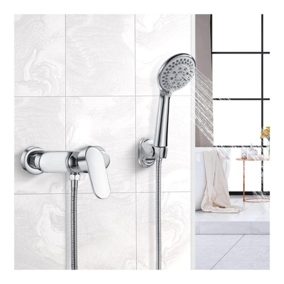 BOOXELY Einhebelmischer Duscharmatur - Chrom Wandmontage Einhand-Brausebatterie für Dusche mit 1/2 Zoll Brauseabgang