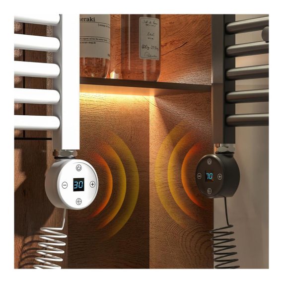 Elektrischer Heizstab 900W mit Thermostat - Effiziente Edelstahl-Heizpatrone für Badheizkörper Handtuchwärmer und Heizungen - Temperaturkontrolle - Weiß