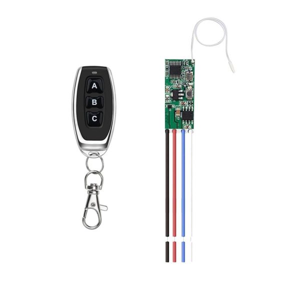 Garagentor-Zubehör 433MHz Mini Relais Funkschalter Set mit DC 12V Motor Modul – Fernbedienung und Schlüsselschalter für Rolltür elektrische Vorhänge und Schlösser