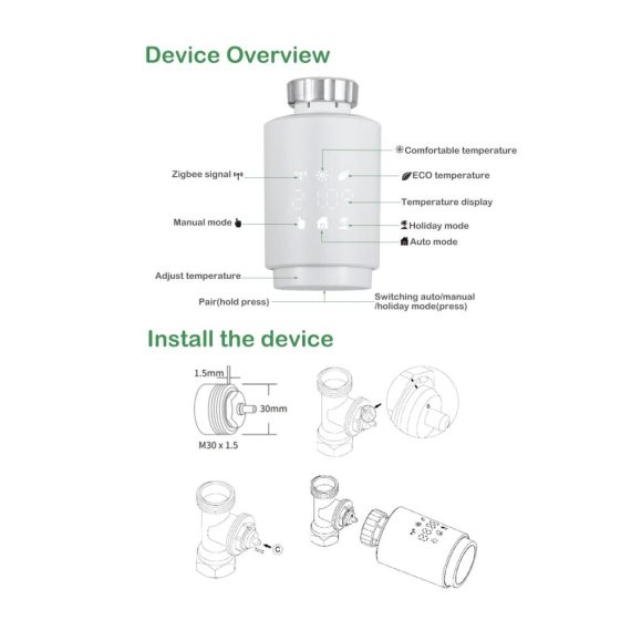 Programmierbarer Smart Radiator Thermostat mit Alexa Voice Control - ZigBee Actuator Temperaturregelung