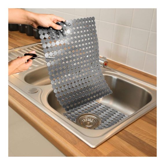 2er Set Küchenspülenmatten – PVC-Schutzmatte für schnelles Abfließen – 30x40 cm – Ideal für Edelstahl und Keramik Spülen – Umweltfreundliche Bodenprotektoren in Schwarz