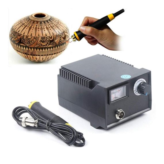 Holzbrennwerkzeuge & Zubehör Profi Pyrographie Maschine Set 23tlg. | Tragbarer Brandmal-Kolben LH40-Z 220V | Inkl. Brennspitzen für Zeichnen Schreiben auf Holz Leder Kürbis