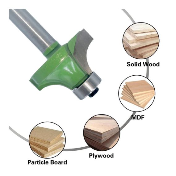 8mm Schaft Abrundfräser Set - 6-teiliges Fräswerkzeug für präzise Kantenbearbeitung & Aushöhlung in Holz - Hartmetall Oberfräsen-Bits für professionelle Holzbearbeitung