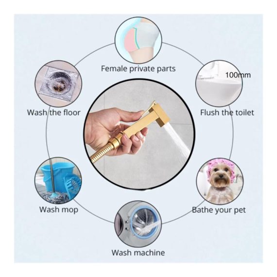 Bidet-Armaturen Hand-Bidet-Sprühgerät Massives Messing Gold Einzelkaltes Wasser – Badezimmer-Bidet-Dusche für Hygiene und Komfort