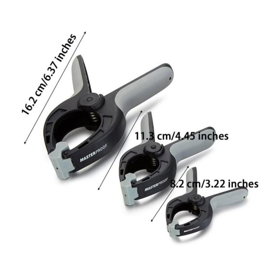 Federklemmen Set 3 Stück große Nylon Spannklemmen mit robusten Kunststoffgriffen - 6-Zoll 4-Zoll 3-Zoll Klemmen für vielseitige Anwendungen wie Leimen und Fixieren