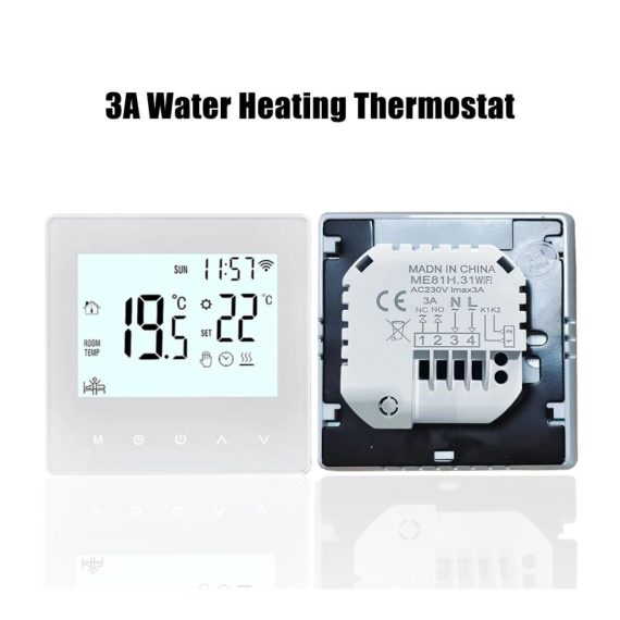 Decdeal WLAN Thermostat - Smartes Raumthermostat für programmierbare Fußbodenheizung (230V LCD 3A) - Steuerbar mit Tuya App (weiß