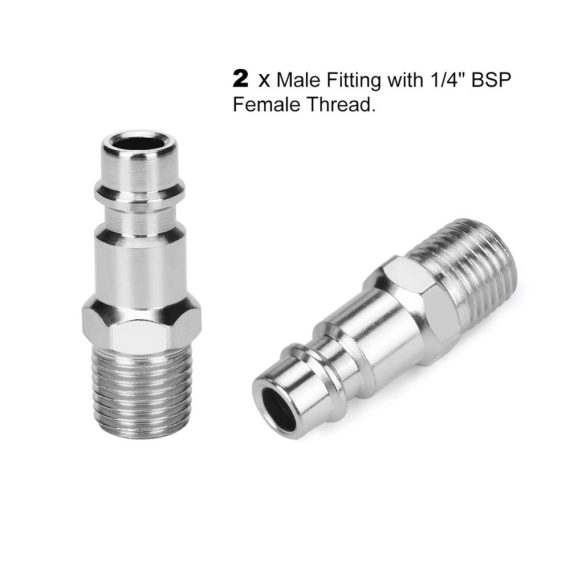Euro Druckluftkupplung Set - 10 Stück 1/4BSP Schnellkupplung für Schläuche | Kupplungsstecker Luftleitung Kompressor Fitting | Hochwertige Schlauchkupplungen