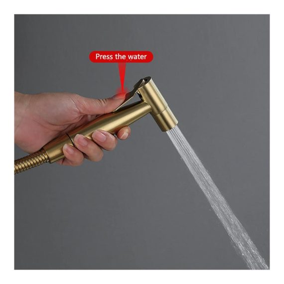 Bidet-Armaturen Damenhygiene-Sprühset in gebürstetem Goldmessing wandmontiert mit Einzelkaltwasser – Toiletten-Bidet für Badezimmer und Tuchwindelpflege