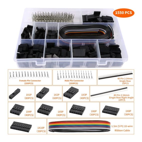Crimpzangen Crimpwerkzeug-Set mit 1550 254 mm Dupont-Anschlüssen und 460 JST-XH-Steckern | Ratschen-Crimpzangen für AWG 28–20 (008–05 mm²