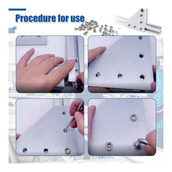4er Set 40x40 L Verbinder für 10 mm Geschlitzte Aluminiumprofile - Aluprofil Verbinder mit Schraube und Mutter Serie 4040