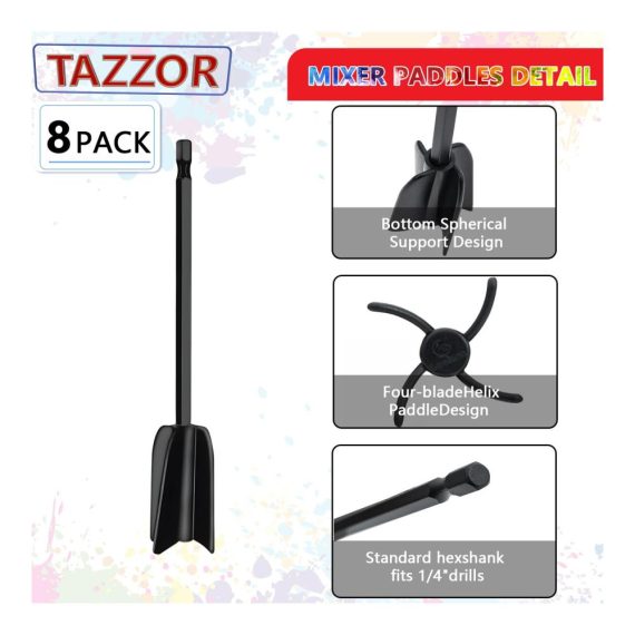 Epoxidharz Rührwerke - 8 Stück 22cm Mischpaddel für 1/4 Bohrer - Farbrührer Epoxidmischer wiederverwendbar - ideal für Silikonmischen Malen und Keramikglasur