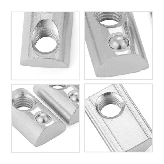 30er-Serie T-Nut-Muttern-Set M6 für 8mm Schlitz Aluprofile 40 Stück Nutensteine mit Schrauben & Innensechskantschlüssel