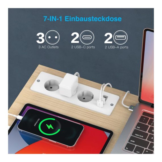1. Praktische und elegante 3-fach Einbau Mehrfachsteckdose mit USB und Type-C Anschlüssen - ideal für Möbel oder Arbeitsflächen
2. Vielseitige Tischsteckdose mit 2 USB und 2 Type-C Anschlüssen - perfekt integrierbar in Tischplatten
3. Leistungsstarke und platzsparende Steckdosenleiste für Möbel oder Arbeitsflächen - inklusive 2m Kabel
4. Effiziente Mehrfachsteckdose mit versenkter Installation für modernes Möbeldesign - ideal für den Arbeitsplatz
5. Innovative Tischplatte Steckdose mit USB und Type-C Anschlüssen - praktisch und stilvoll