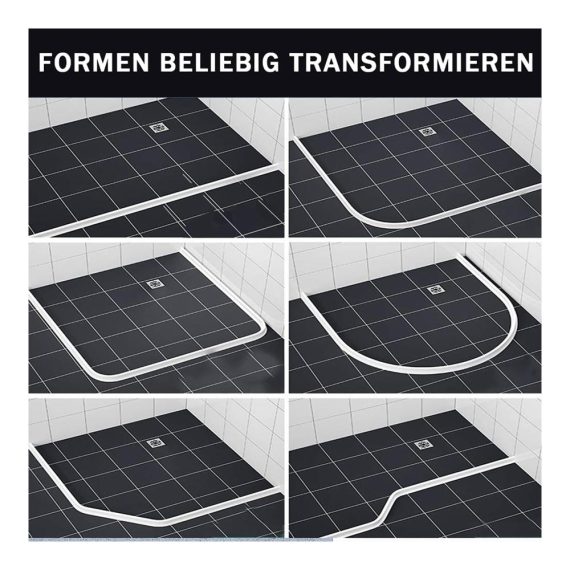 200cm Selbstklebende Silikon-Duschschwelle für Duschkabinen - Wassersperre für Nass- und Trockentrennung in Küche und Badezimmer