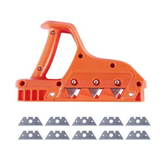 Einhandhobel für Gipskartonplatten mit Schnellschneider Kantenhobel und drei Klingen – Gipskarton-Fasenschneider für präzise Schnitte bei 45 ° und 60 °