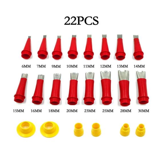 Edelstahl Kartuschenpresse Set mit 22 Dichtungsdüsen Küche und Badezimmer Silikon Dichtmittel Finishing Werkzeug
