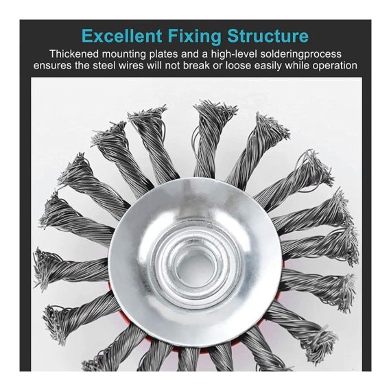 Set mit 4 Drahtbürsten für Winkelschleifer - Kegelbürste Topfbürste gezopfte Schleifbürste für präzises Schleifen von Lacken und Randmischung - Durchmesser 75mm und 100mm