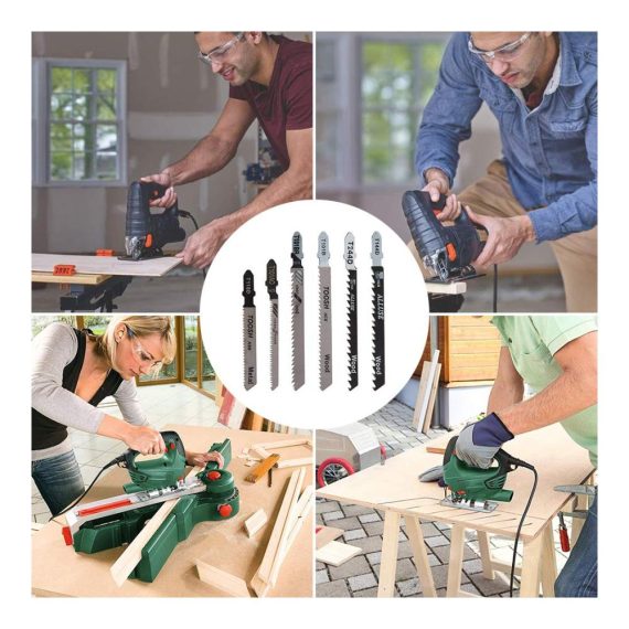 Stichsägeblätter Set – 60-teilig für Gerade und Schnelle Schnitte in Holz Kunststoff und Metall – Passend für Bosch Dewalt Hitachi Festool Milwaukee
