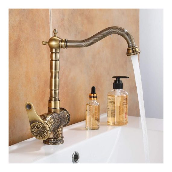 Antik-Bronze Küchenarmatur mit 360° Drehung | Einhebel-Heiß- und Kalt-Wasserhahn für Küchenspüle | Bidet-Armaturen inklusive | Hochwertige Küchenarmatur Fast