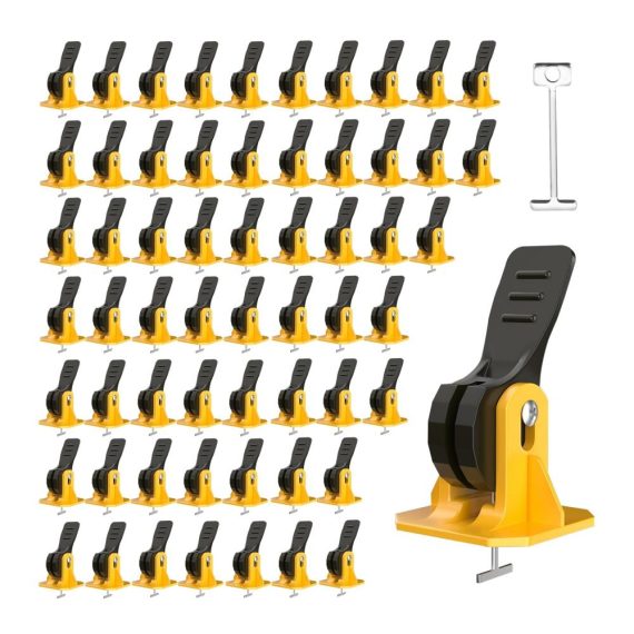 Fliesen Nivelliersystem Set – 60 Stück Fliesenkeile mit 2mm Verlegehilfe inklusive 60 Ersatz Stahlnadeln für Wand- und Bodenfliesen | Carrelage Leveling Zubehör