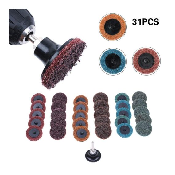 Klett-Schleifscheiben-Set 50mm 30 Stück feine Körnung - Inklusive 1 Padhalter