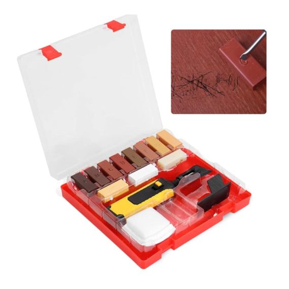 Holzkitt Kratzer-Reparatur-Set 11 Farbtöne Gusseisenwachs für Laminat & Parkett | Fugenwiederherstellung für Böden & Möbel