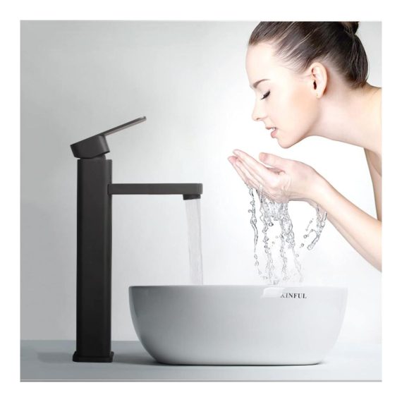 360° drehbare Einloch-Waschtischarmatur Touch-On-Wasserhahn mit ausziehbarer Brause Kupfer-Mischbatterie für heißes und kaltes Wasser – Mattes Design