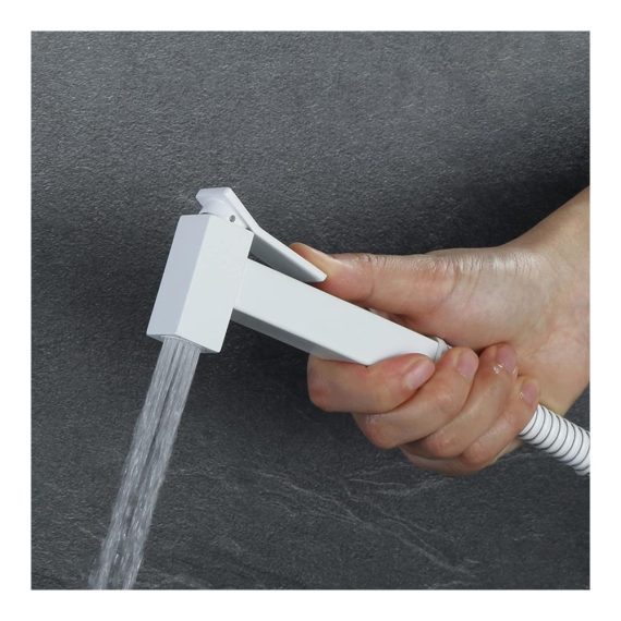 Handbrause Bidet Set Hochdruck Messing Sprühgerät Wandmontage mit Edelstahl Duschschlauch - Kaltes Wasser Weiß