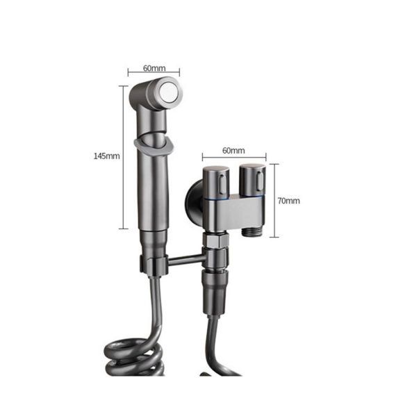 2-in-1 Bidet and Shower Control Valve with Dual Handles - Bathroom Faucet Set for Bidet and Shower Use (Gray