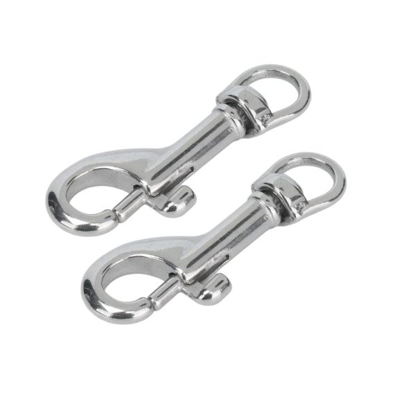 Edelstahl Karabinerhaken 2 Stück - Bolzenhaken mit Drehgelenk und hoher Tragfähigkeit - Ideal für Hundehalsbänder Fahnenmasten und Planenabdeckungen (65 mm