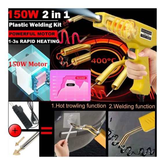150W Kunststoff Schweißgerät 2-in-1 Set mit 800PCS Schweißnägeln & 56Stk Schweißstäben - Profi Auto Kunststoff Reparaturkit für Stoßstangen mit 7 Typen Schweißstäben