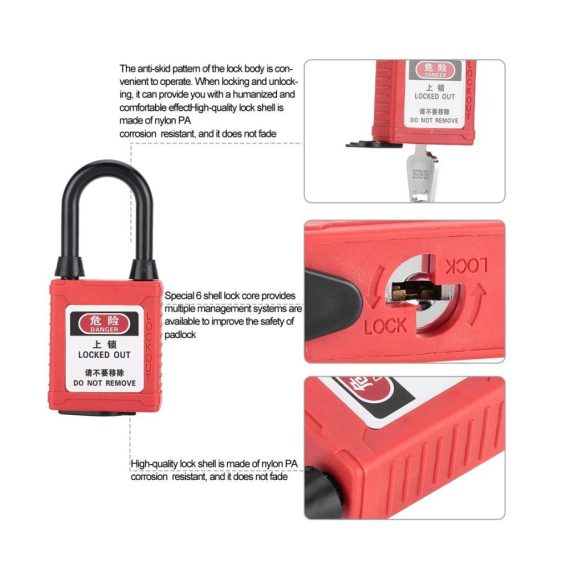 Sicherheitsvorhängeschloss mit Schlüssel – Staubdichtes Insolation Lock für Lockout-Tagout inklusive Beam Safety Lockout-Funktion