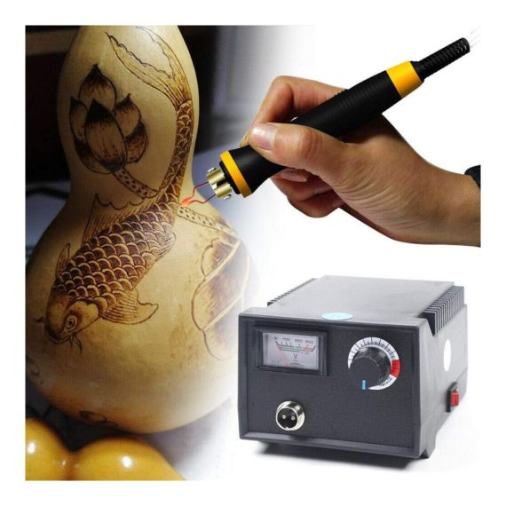 Holzbrennwerkzeuge & Zubehör Profi Pyrographie Maschine Set 23tlg. | Tragbarer Brandmal-Kolben LH40-Z 220V | Inkl. Brennspitzen für Zeichnen Schreiben auf Holz Leder Kürbis