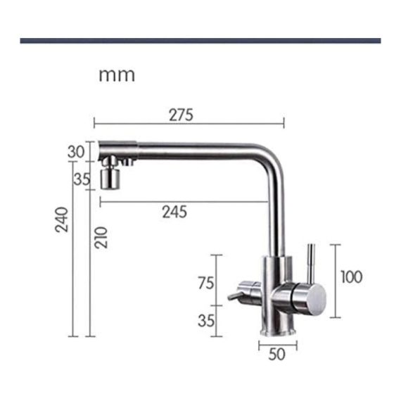 Brushed Nickel Kitchen Faucet with Purified Water Spout - Two-Handle Mixer Faucet for Kitchen Taps Hot Cold Deck Mounted Two Modes