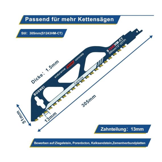 2 Stück Säbelsägeblätter Set für vielseitige Anwendungen Porenbeton Metall & mehr