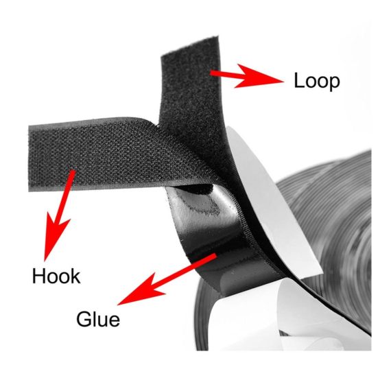 Selbstklebendes Klettverschlussband 5m/Paar Hochfestes Gewebeband mit Nylonhaken Magisches Klebeband für Heimwerker 16-110 mm Schwarz 38mm - Hook and Loop inklusive Kleber