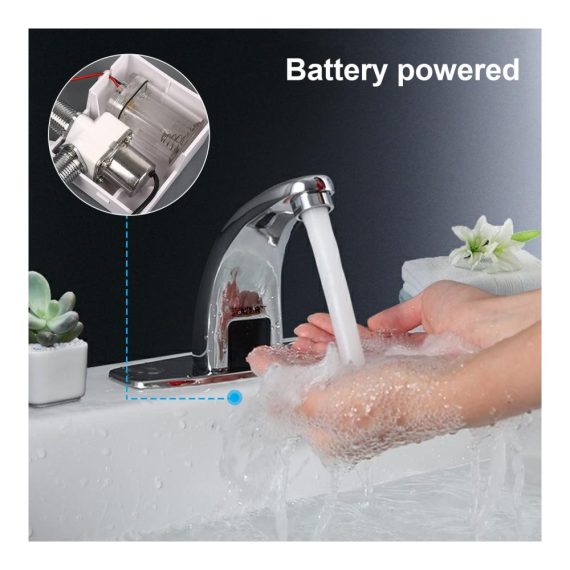 Infrarot Sensor Wasserhahn – Berührungslose Automatikarmatur für Küche Bad und Toilette mit Messingsockel (Einzelkalt
