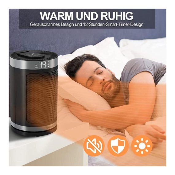 Heizkörper Fenshine PTC-Heizlüfter - Keramik-Heizlüfter 1500 W Fernbedienung tragbar energiesparend 12 Stunden Timer automatische Abschaltung programmierbar leiser Raumheizer für den Innenbereich