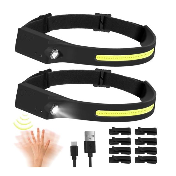 2 Superhelle Stirnlampen mit 5 Modi wiederaufladbar und wasserdicht – Perfekte Kopflampe für Outdoor-Aktivitäten